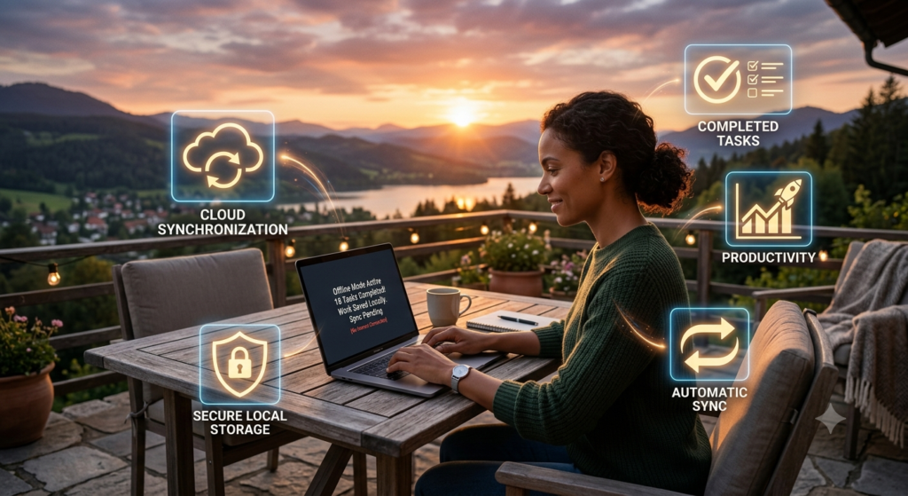 Benefits of Nexott Offline Mode for productivity, offline work, and automatic synchronization.
