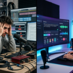 Nexott Recording Review showing AI voice generation dashboard and professional recording workflow