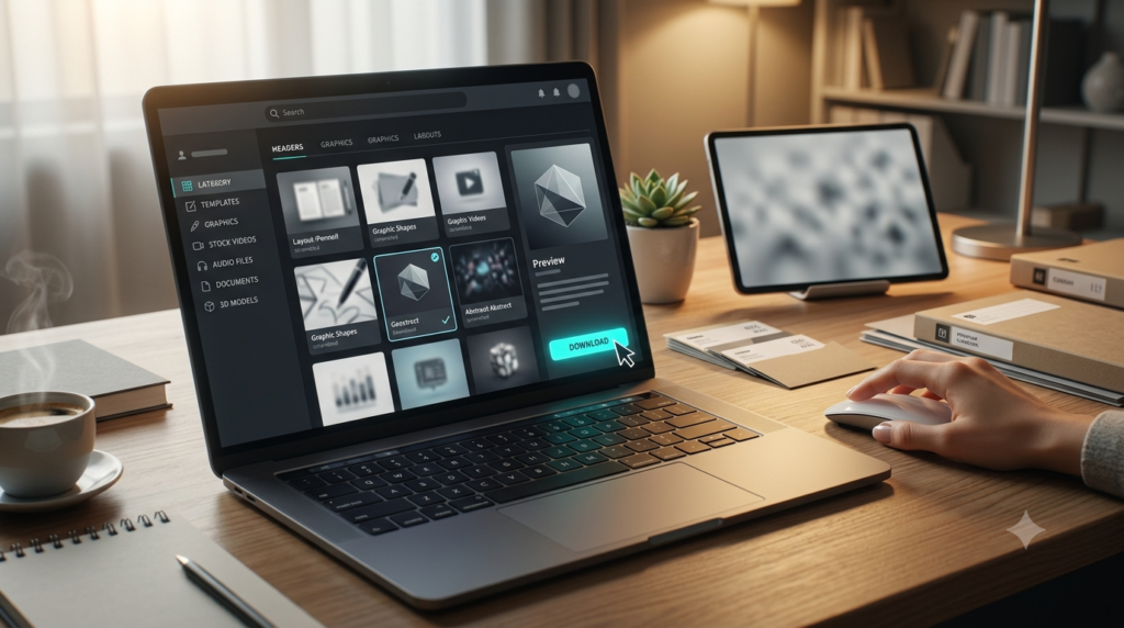 Nexott Download Content step-by-step download process using a premium digital asset platform