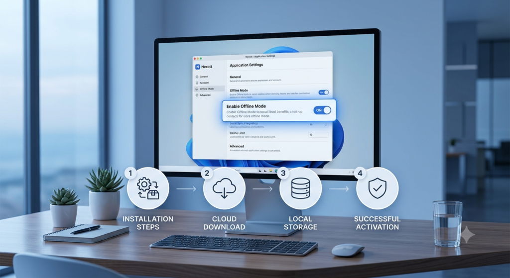 Step-by-step setup and activation process for Nexott Offline Mode.